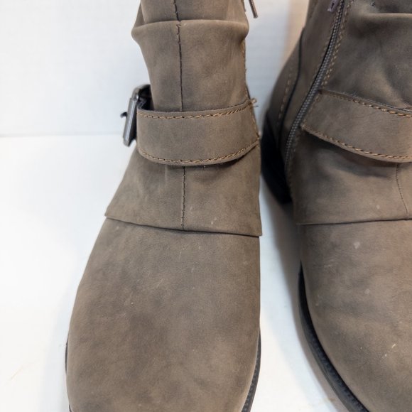 Earth Womens Size 8.5 Boot Paloma Taupe Ankle Bootie Faux Leather Buckle Shoe - Picture 5 of 9